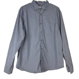 Mens Old Navy Long Sleeve Shirt Large Button Gingham Checkered Cotton Plaid Work